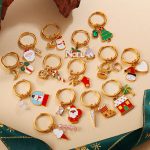 New Christmas DIY Pendant Earrings Stainless Steel 18K Gold Plating Fun Combination Ornament Women