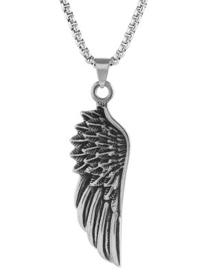 New Angel Feather Geometric Necklace Stainless Steel Retro Pendant Ornaments