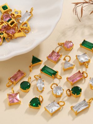 Colorful Colorful Crystals Geometric Pendant Light Luxury Multi-Color Multi-Shape Zircon Ornament Accessories