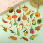 Cute Simple Earrings Bracelet Necklace Accessories Colorful Vegetables Stainless Steel Dripping Oil DIY Pendant for Women