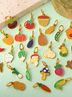 Cute Simple Earrings Bracelet Necklace Accessories Colorful Vegetables Stainless Steel Dripping Oil DIY Pendant for Women