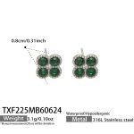 color: TXF225-Dark Green Color Zircon Steel Color Earrings