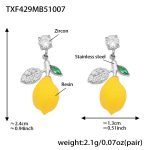 color: TXF429-Steel Color Lemon Pendant Earrings