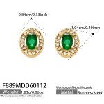 color: F889-Oval Green Glass Stone