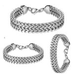 Hip Hop Bracelet Stainless Steel Woven Front and Back Bracelet Trendy Men