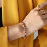 color: E333-Gold Colorful Zircon Bracelet