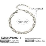 color: TXE615-White Zircon Steel Color Bracelet -17+5cm