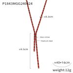 color: P1843-Gold Red Glass Stone Necklace