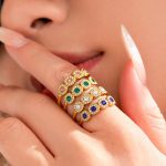 Sweet Beautiful and Cool Colorful Open Ring Light Luxury High Quality Inlaid Zircon Ring Stainless Steel 18K Gold Plating