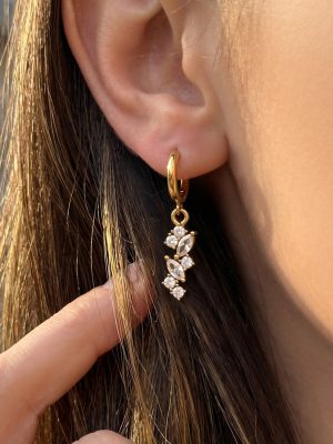 Light Luxury Stainless Steel 5A Zircon Earrings Female 18K Gold Plated Full Diamond Ear Ring Design Commuter Earrings
