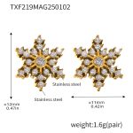 color: TXF219-Gold Snowflake Zircon Earrings