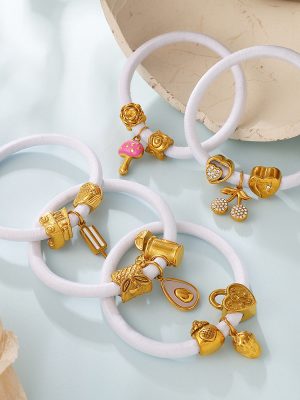 Same Style Car Love DIY Multi-Element Pendant White Hair Ring Bracelet Dual Purpose Hair Accessories
