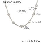 color: TXP384-B Steel Color Heart Zircon Necklace 41+5cm