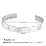 color: SZ191WES White Enamel Silver Bangle