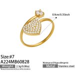 color: A224-Heart Zircon Gold Open Ring / size: US 7