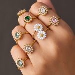 Stainless Steel Colored Glass Flower Open Ring Female 18K Gold Light Luxury Advanced Commuter Ring