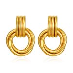 color: Multi Layer Two Ring Earrings Gold MS-727
