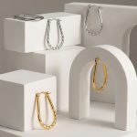 Personality Embossed U-Shaped Ear Clip Stainless Steel Plated 18K Gold Earrings Ornament