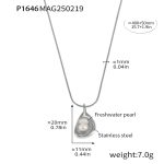 color: P1646-Steel Color Necklace 40+5cm