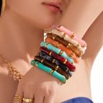 Stainless Steel Bamboo Resin Bracelet Color Matching Jewelry Female Accessories