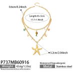 color: P737-Starfish Gold Necklace -45+5cm