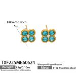 color: TXF225-Sky Blue Color Zircon Gold Earrings