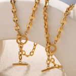 New Versatile Light Luxury Stainless Steel OT Buckle Necklace, Bracelet Set Jewelry for Women