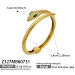 color: Z327-Snake Zircon Gold Open Bangle
