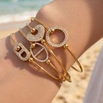 Diamond-Encrusted Ladies' Bracelet Geometric Design Ornament