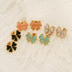 Drop Oil Gold Plated Dopamine Bow Stud Earrings Women's New Personalized All-Match Stainless Steel Earrings