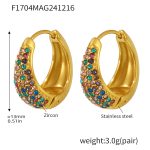 color: F1704-Gold Mixed Colors Zircon Earrings -Small