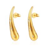 color: Long Drop Set with Stone Earrings Gold