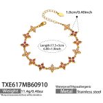 color: TXE617-Pink Zircon Gold Bracelet -17.5+5cm