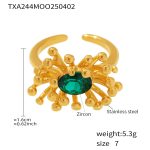 color: TXA244-Green Zircon Flower Core Ring -Size 7