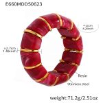 color: E660-Rose Red Color Elastic Bangle 20cm