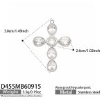 color: D455-White Zircon Cross Steel Color Pendant