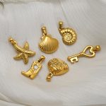 DIY Ornament Accessories Stainless Steel Plated 18K Gold Starfish Shell Conch Key Pendant