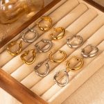Vintage Stainless Steel Earrings Women's 18K Geometric All-Match Plated Earrings Batch