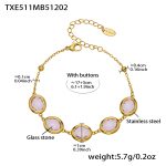 color: TXE511-Pink Color Glass Stone Gold Bracelet 17+5cm