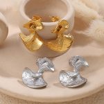 New French-Style Rotating Ballet Fan-Shaped Earrings Women's All-Match Stainless Steel 18K Gold Jewelry