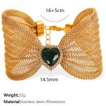 color: SL64 Dark Green Zircon Gold Bracelet