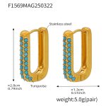 color: F1569-Gold Blue Turquoise Earrings