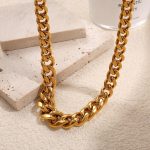 Thick Twist Miami Cuban Link Chain Necklace 18K Gold Plated Stainless Steel Men Women Hip Hop Chain