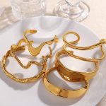 Exaggerated Stainless Steel Line Open-Ended Bracelet Geometric Wide Version Personality Trendy Bracelet Ornament