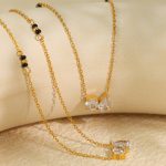 New Year New Simple and Versatile Necklace Cold Bright Plaid Double Diamond Pendant Design Advanced Clavicle Chain