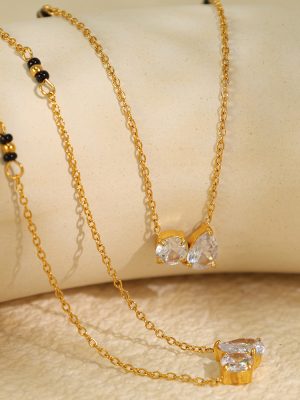 New Year New Simple and Versatile Necklace Cold Bright Plaid Double Diamond Pendant Design Advanced Clavicle Chain