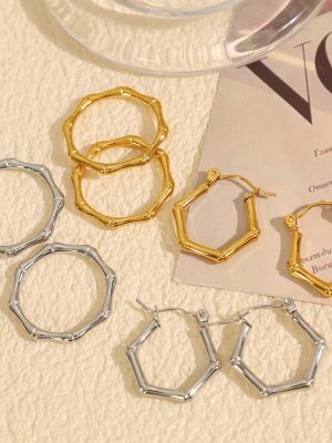 High-Grade Hydraulic Earrings Stainless Steel Electroplating Personality Variety Geometric Ear Studs