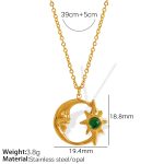 color: XL180 Green Cat's Eye Stone Gold Necklace