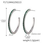 color: F1711-A Style -Steel Color Green Zircon Earrings -15mm