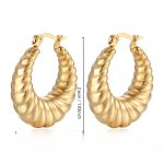 color: Diagonal Hollow Earrings Gold MS-001